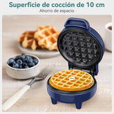 Snailar Mini Waffle Maker – 550W Nonstick Compact Waffle Iron, Ready Indicator Light, Cool Touch Handle, Easy Clean, Blue